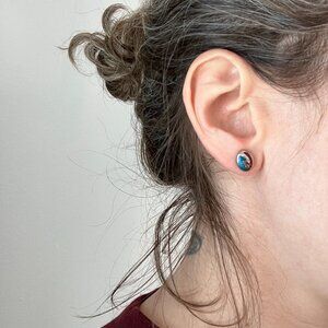 red and blue stud wave / Grateful Dead earrings